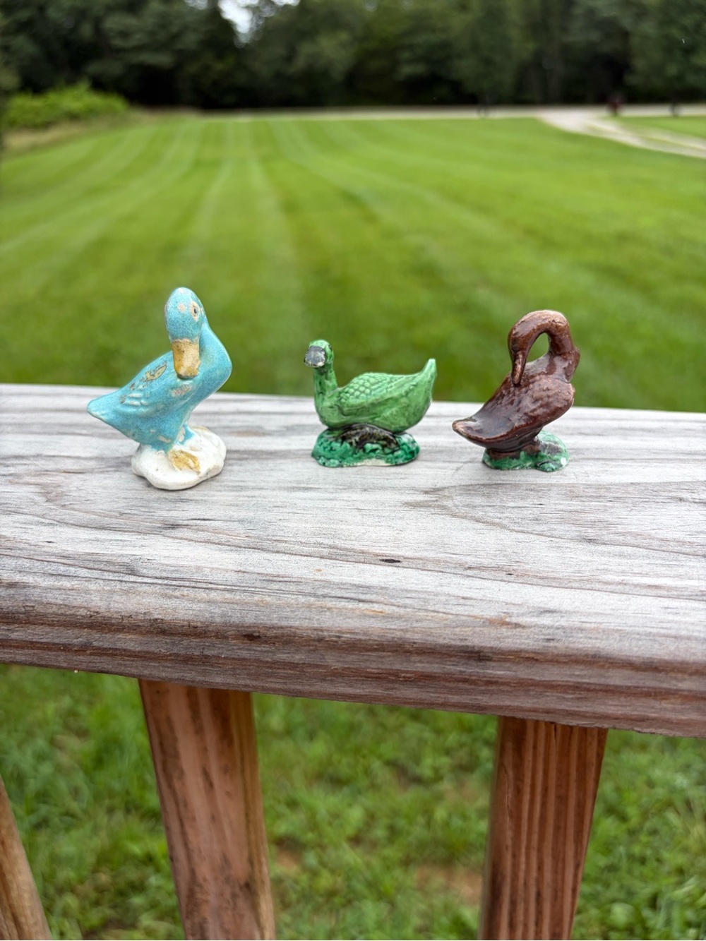Chinese Hand Painted & Glazed Pottery Duck Statue Porcelain Duck Figurine Set 3
